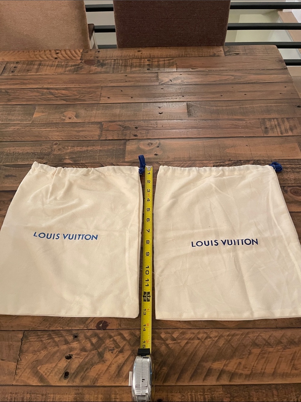 Cream Dust Bags with Blue Logo
